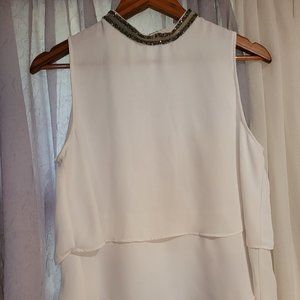 ZaraBasic "jewel" neck tiered Blouse, Medium